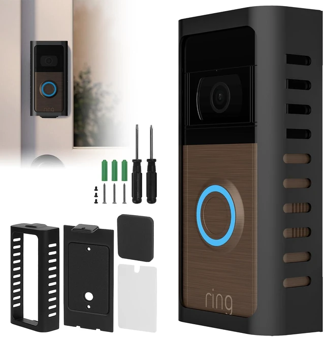 Main image of No Drill Ring Doorbell Mount, Adhesive Anti Theft Bracket Metal alloy bracket with adhesive mounting, anti-theft design, no-drill setup and no-block sensor for front door security
