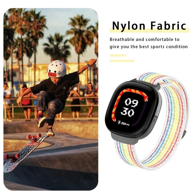 Alt view image 4 of 7 - 3-Pack Nylon Bands Compatible with Google Fitbit Ace LTE (2024), Breathable Sport Replacement Straps Soft Adjustable Solo Loop Nylon Wristband for Fitbit Ace LTE