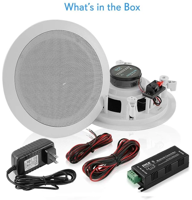 Alt view image 4 of 6 - 5.25 Pair Bluetooth Flush Mount In-wall In-ceiling 2-Way Speaker System Quick Connections Changeable Round/Square Grill Polyprone Cone & Polymer Tweeter Stereo Sound 150 Watt (PDICBT552RD)