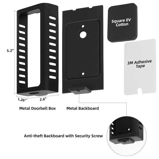 Alt view image 5 of 7 - No Drill Ring Doorbell Mount, Adhesive Anti Theft Bracket Metal alloy bracket with adhesive mounting, anti-theft design, no-drill setup and no-block sensor for front door security