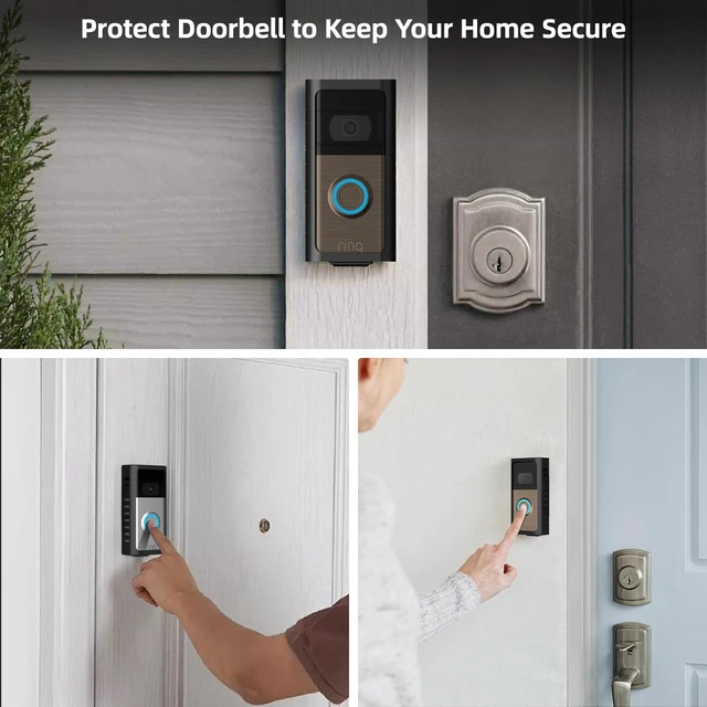 Alt view image 7 of 7 - No Drill Ring Doorbell Mount, Adhesive Anti Theft Bracket Metal alloy bracket with adhesive mounting, anti-theft design, no-drill setup and no-block sensor for front door security
