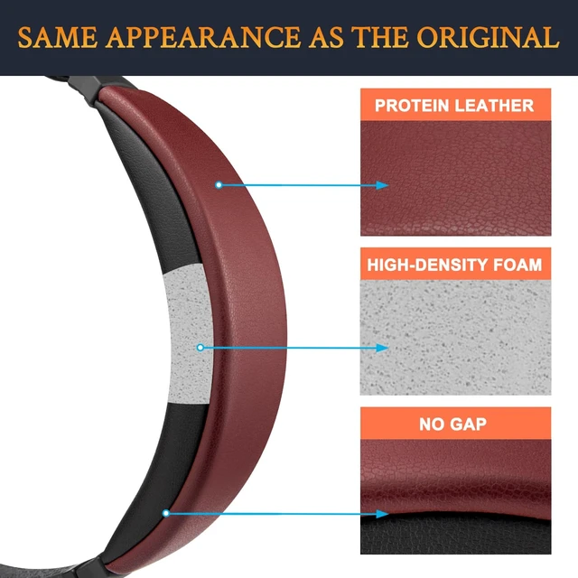 Alt view image 5 of 7 - Headband Cover for Bose QuietComfort 15(QC15)/QuietComfort 2(QC 2) Headphones, Replacement Headstrap Pad Repair Part - Burgundy