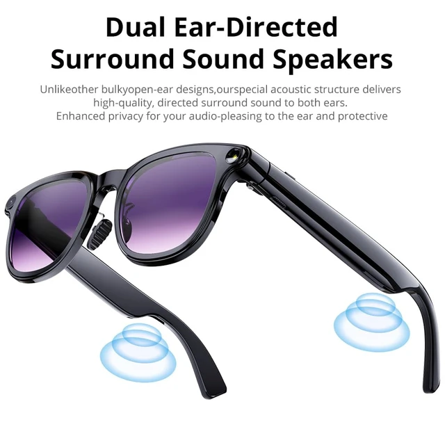 Alt view image 4 of 7 - AI Smart Glasses: 8MP stabilized Camera, 30+ Language Real-time Translation, ChatGPT AI, Object Recognition, 300mAh, Type-C, 2 Lenses, BT6.0 Open-Ear Audio. for vlog, Travel & Business