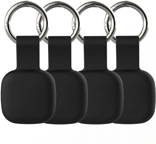 Main image of 4-Pack Holder for Life360 Tile Mate 2024/2022 Tracker with Keychain Soft Silicone Scratch Resistant Cover, Anti-Lost Case Accessories for Bag,Luggages,Keys,Pets,Dogs, Black