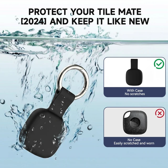 Alt view image 5 of 7 - 4-Pack Holder for Life360 Tile Mate 2024 Tracker with Keychain Accessories Soft Silicone Scratch Resistant Protective Cover,Secure tag Case for Bag,Luggage,Keys,Pet,Dog,Black/Blue/Green/Purple
