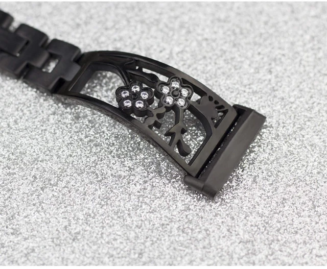 Alt view image 3 of 7 - Stainless Steel Bracelet Compatible with Fitbit Sense 2/Sense/Versa 4/Versa 3, Women Bling Replacement Bands Dressy Luxurious Wristbands for Ladies
