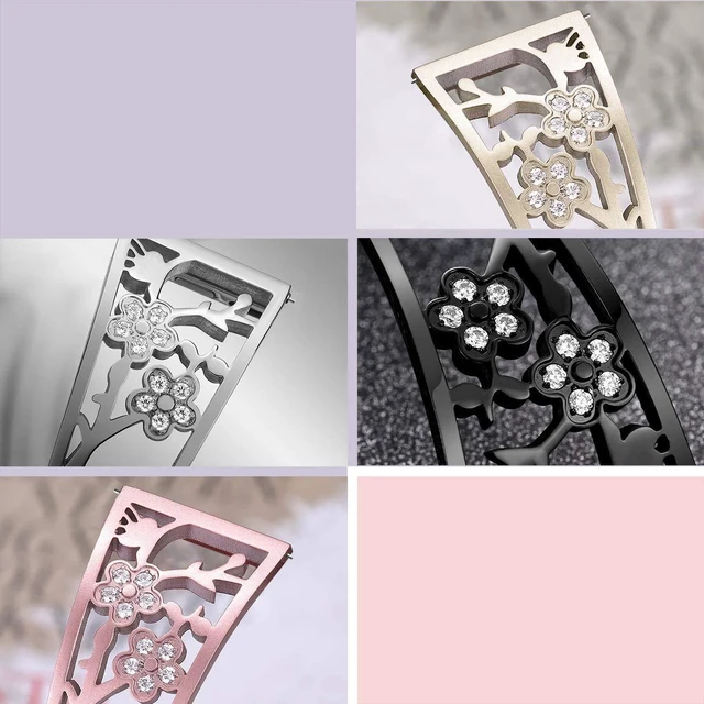 Alt view image 7 of 7 - Stainless Steel Bracelet Compatible with Fitbit Sense 2/Sense/Versa 4/Versa 3, Women Bling Replacement Bands Dressy Luxurious Wristbands for Ladies