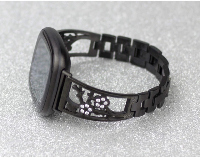 Alt view image 4 of 7 - Stainless Steel Bracelet Compatible with Fitbit Sense 2/Sense/Versa 4/Versa 3, Women Bling Replacement Bands Dressy Luxurious Wristbands for Ladies