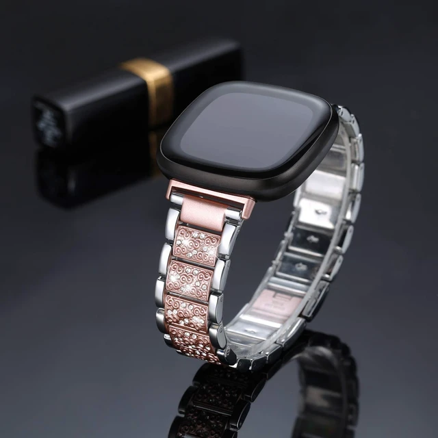 Alt view image 3 of 6 - Bling Bands Compatible with fitbit Sense 2/Sense/Versa 4/Versa 3, Women Replacement Wristbands Dressy Luxurious Bracelet for Ladies