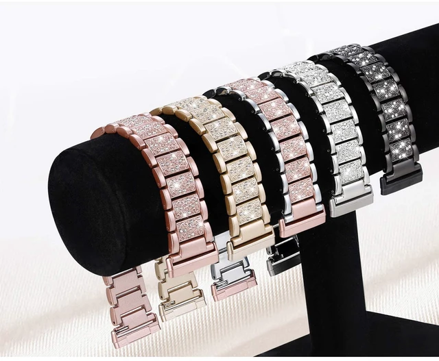 Alt view image 6 of 6 - Bling Bands Compatible with fitbit Sense 2/Sense/Versa 4/Versa 3, Women Replacement Wristbands Dressy Luxurious Bracelet for Ladies