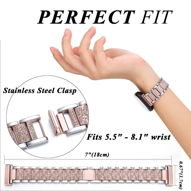 Alt view image 4 of 6 - Bling Bands Compatible with fitbit Sense 2/Sense/Versa 4/Versa 3, Women Replacement Wristbands Dressy Luxurious Bracelet for Ladies