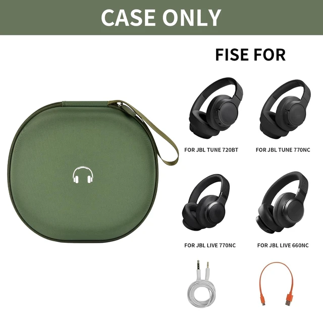 Alt view image 2 of 7 - Headphone Case for JBL Tune 770NCfor JBL Live, 770NC, 660NC, 650B Adjustable Divider, Cable Space and Carry Handle for Commuting, Gym and Travel, Students and Music Lovers - Military Green