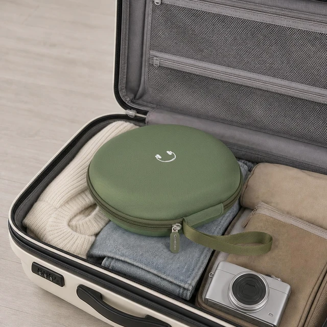 Alt view image 7 of 7 - Headphone Case for JBL Tune 770NCfor JBL Live, 770NC, 660NC, 650B Adjustable Divider, Cable Space and Carry Handle for Commuting, Gym and Travel, Students and Music Lovers - Military Green