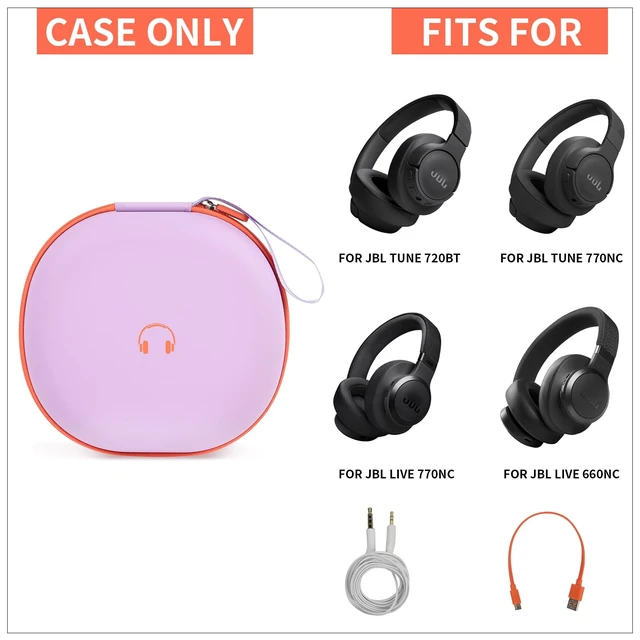 Alt view image 2 of 7 - Headphone Case for JBL Tune 770NCfor JBL Live, 770NC, 660NC, 650B Adjustable Divider, Cable Space and Carry Handle for Commuting, Gym and Travel, Students and Music Lovers, Case Only - Purple