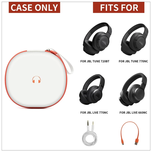 Alt view image 2 of 7 - Headphone Case for JBL Tune 770NCfor JBL Live, 770NC, 660NC, 650B Adjustable Divider, Cable Space and Carry Handle for Commuting, Gym and Travel, Students and Music Lovers, Case Only - White