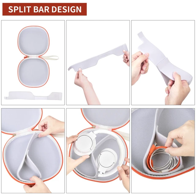 Alt view image 3 of 7 - Headphone Case for JBL Tune 770NCfor JBL Live, 770NC, 660NC, 650B Adjustable Divider, Cable Space and Carry Handle for Commuting, Gym and Travel, Students and Music Lovers, Case Only - White