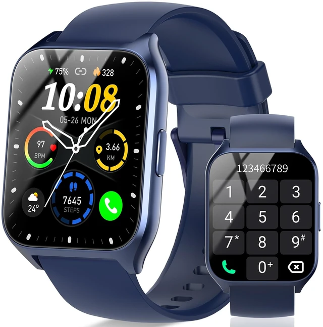 Main image of Smart Watch for Men Women (Answer/Make Calls), 1.85" HD Fitness Smartwatch Fitness Tracker with Heart Rate and Sleep Monitor, 110+ Sports Modes, IP68 Waterproof Activity Tracker for iOS/Android, Blue