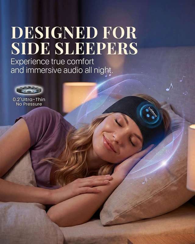 Alt view image 2 of 7 - Sleep Headphones, Bluetooth Headband Headphones with 12-Hour Battery, Soft Headband for Sleeping, Travel, Exercise, Yoga & Relaxation