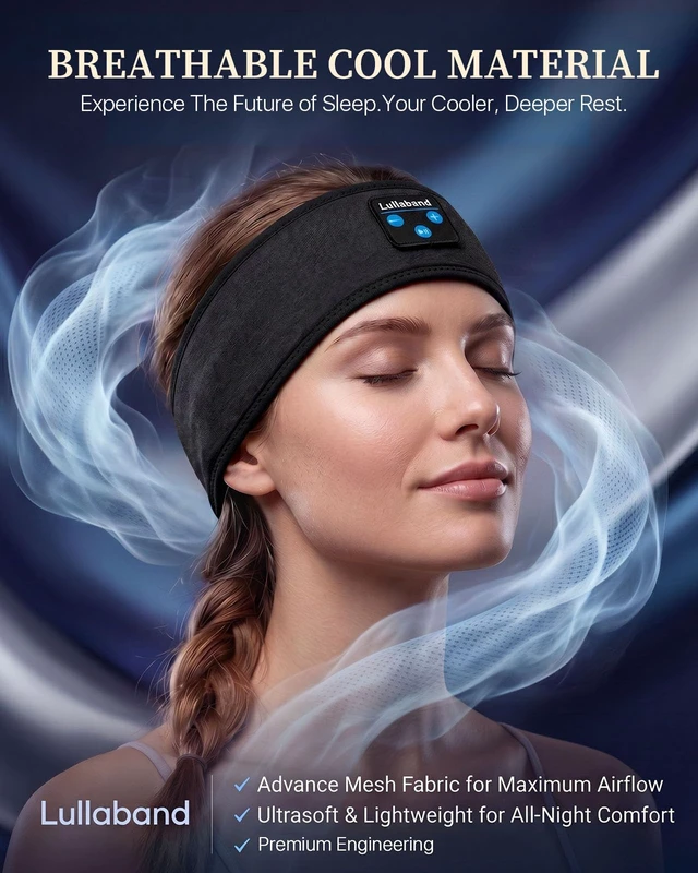 Alt view image 3 of 7 - Sleep Headphones, Bluetooth Headband Headphones with 12-Hour Battery, Soft Headband for Sleeping, Travel, Exercise, Yoga & Relaxation