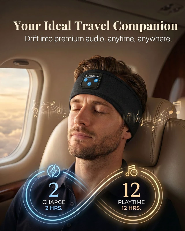 Alt view image 5 of 7 - Sleep Headphones, Bluetooth Headband Headphones with 12-Hour Battery, Soft Headband for Sleeping, Travel, Exercise, Yoga & Relaxation