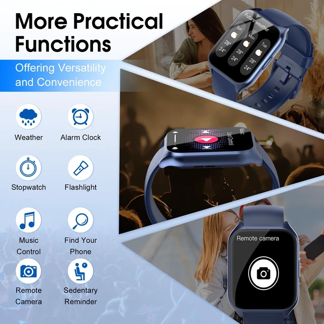 Alt view image 6 of 7 - Smart Watch for Men Women (Answer/Make Calls), 1.85" HD Fitness Smartwatch Fitness Tracker with Heart Rate and Sleep Monitor, 110+ Sports Modes, IP68 Waterproof Activity Tracker for iOS/Android, Blue