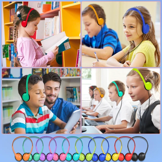Alt view image 7 of 7 - Kids Headphones Bulk 10 Pack for School Classroom Student Children Boys Girls Teen Adult,Class Set of Headphones for Students Computer 3.5mm Jack Multi Color