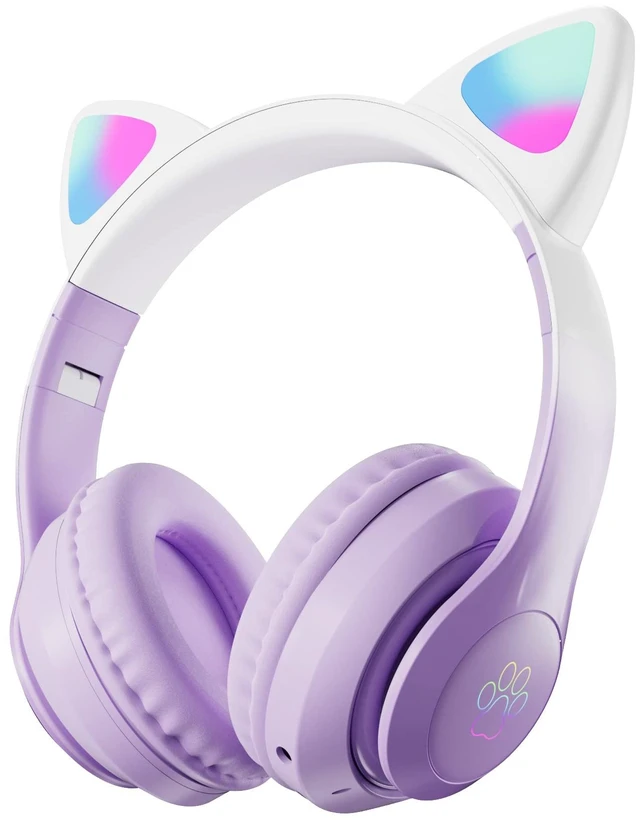 Main image of Kids Bluetooth Wireless Over-Ear Cat Ear Headphones with Microphone for Kids Teens Adults (Pro-Purple)