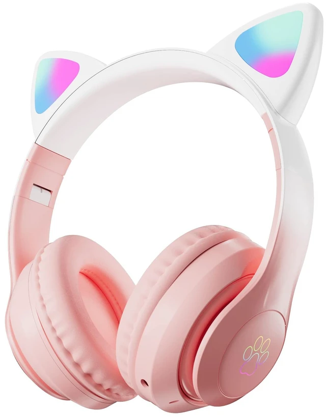 Main image of Kids Wireless Bluetooth Headphones with Microphone for School/Travel/Tablet Cat Ear Headphones; Over Ear Headphones