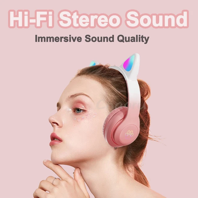 Alt view image 3 of 7 - Kids Wireless Bluetooth Headphones with Microphone for School/Travel/Tablet Cat Ear Headphones; Over Ear Headphones