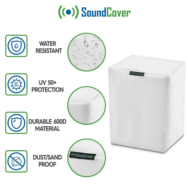 Alt view image 2 of 7 - Pair of White Outdoor Speaker Covers for Sonos Play:1 / One/One SL 600D Weatherproof Fabric UV, Dust & Rain Shield 2-Pack