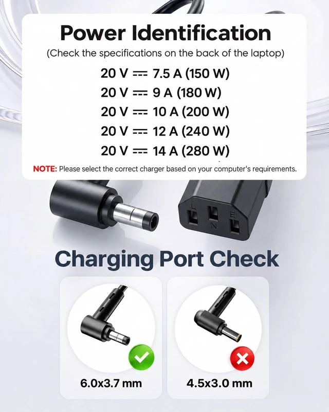 Alt view image 2 of 6 - 150W 180W Charger Fit for ASUS ROG Zephyrus G14 GA401 TUF F15 F17 Compatible with Zephyrus G15 GA502, ROG Strix G531 G731 GL531, TUF A17 A15 FX506 FX505 FX706 FA706 FA506, 20V 9A, 6.0x3.7mm