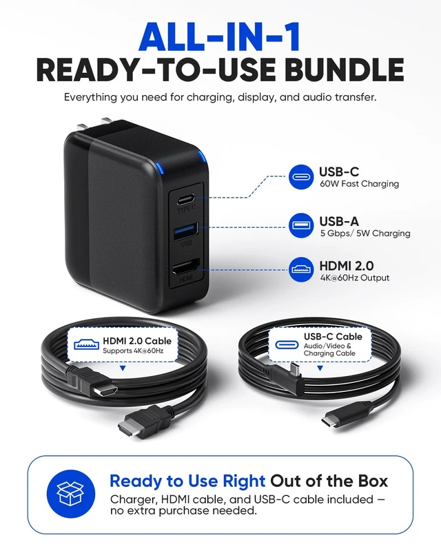 Alt view image 3 of 7 - Switch 2 Dock Charger Kit, 65W Portable Docking Station with 4K HDMI Cable Portable Docking Station Compatible with Switch 2/1/OLED Steam Deck, 4K HDMI cable, USB-C cable, Travel TV Dock for Nintendo