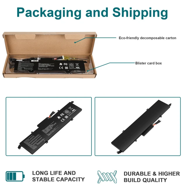 Alt view image 5 of 7 - C41N1908 Battery Replacement for Asus ROG Zephyrus G14 GA401II GA401IV GA401IH GA401IU GA401IV GA401IV-BR9N6 GA401Q GA401QH GA401QM 0B200-03610000
