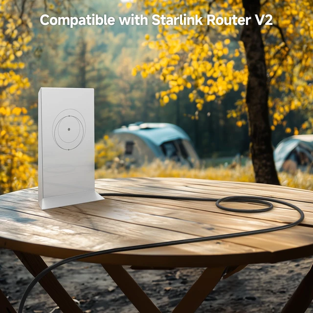 Alt view image 2 of 7 - Replacement Power for Starlink WiFi Router Gen2, 15ft Flat Plug, 360° Rotating Plug, 4.6m, for Starlink Router V2, 3 Prong Power Cord for Starlink Router V2