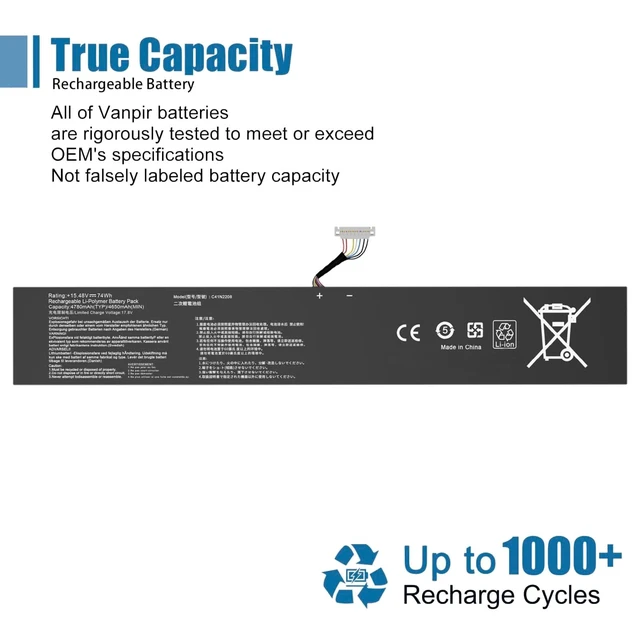Alt view image 5 of 6 - C41N2208 Laptop Battery Replacement for ASUS ROG Ally RC71L PC71L Gaming Handheld PC Series 15.48V 72Wh 4650mAh