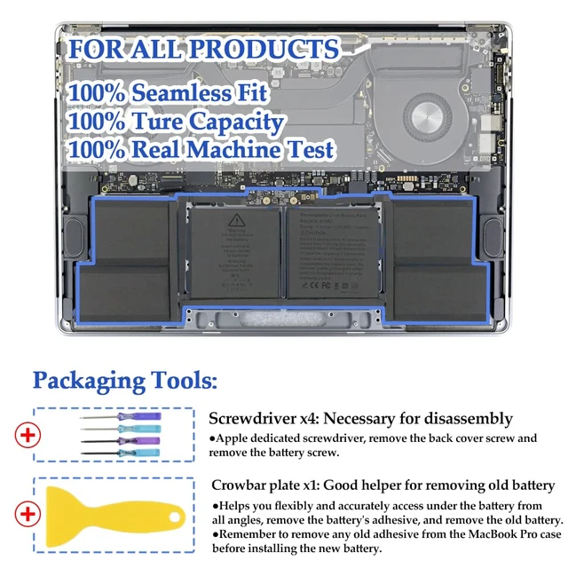 Alt view image 6 of 7 - A1953 A1990 Battery for MacBook Pro 15-inch (Mid 20182019) EMC 3215 3359 Touch Bar MV902LL/A MV912LL/A MV922LL/A MV932LL/A MV942LL/A MV952LL/A MV962LL/A MV972LL/A MV902B/A MR962LL/A 83.6Wh