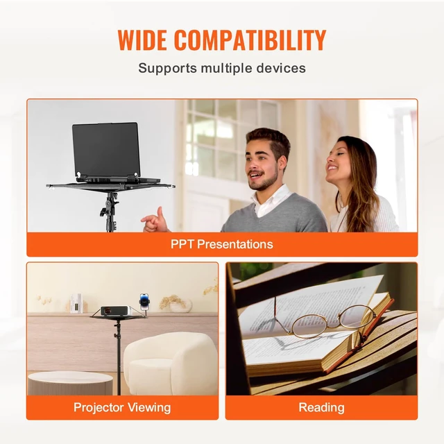 Alt view image 6 of 7 - Projector Stand, Laptop Stand Tripod Adjustable Height 26.97 to 63 in, Portable Projector Tripod with Tray & Gooseneck Phone Holder, for Outdoor Movies, Home, Office, Stage or Studio