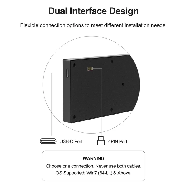 Alt view image 6 of 7 - 9.2 Inch USB PC Secondary Screen, 1920x462 Ultra-Wide IPS Display, Computer CPU GPU RAM Hardware Monitor, Custom Dynamic Themes & Extended Screen Mode, DIY PC Case Panel