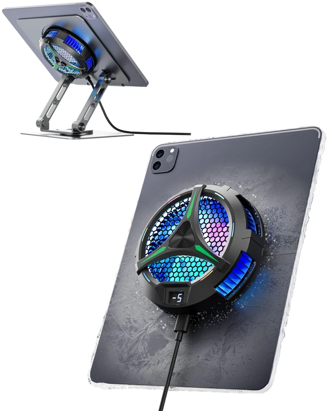 Main image of Magnetic Cooler for iPad,Tablet Cooler for ipad/Surface pro/Samsung Tab,Universal Radiator with Temperature Display for Mobile Gaming,Tiktok Live Streaming(Including Tablet Stand Holder)