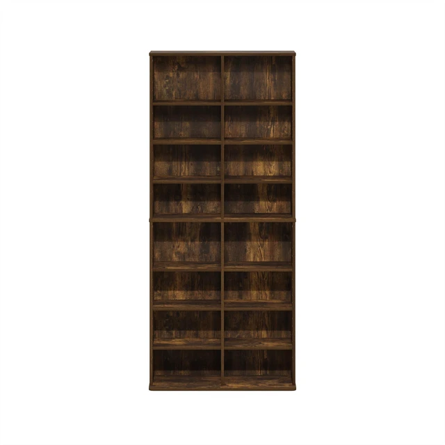 Alt view image 7 of 7 - Jaya DVD Shelf, 16-Shelf Wide CD Rack, Media Shelf with Adjustable Shelves, 8 x 2 DVD Storage Cabinets for CD Blueray Game Disc, Easy Assembly, for Living Room, Home Office, Amber Oak