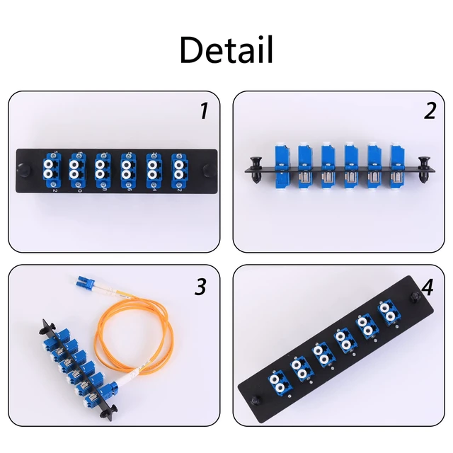 Alt view image 3 of 7 - 2PCS 6 Duplex LC Adapters LGX Footprint Fiber Patch Panel Loaded 12 Fiber Ports Couplers Enclosure - LC UPC Blue Compatible with SingleMode Multimode 1.25G/10GB OS1-2/OM1-3