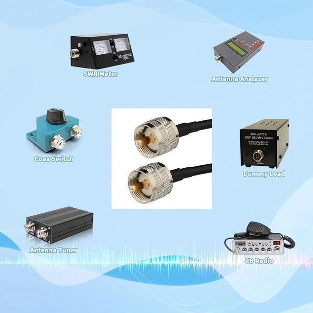 Alt view image 2 of 7 - PL259 to PL259 RG58 Coax Cable 20inch +3pcs SMA/BNC/SO239 Adapter UHF PL-259 Cable Jumper Kit for CB Ham Radio SWR Meter, Amateur, Two-Way Radio Applications