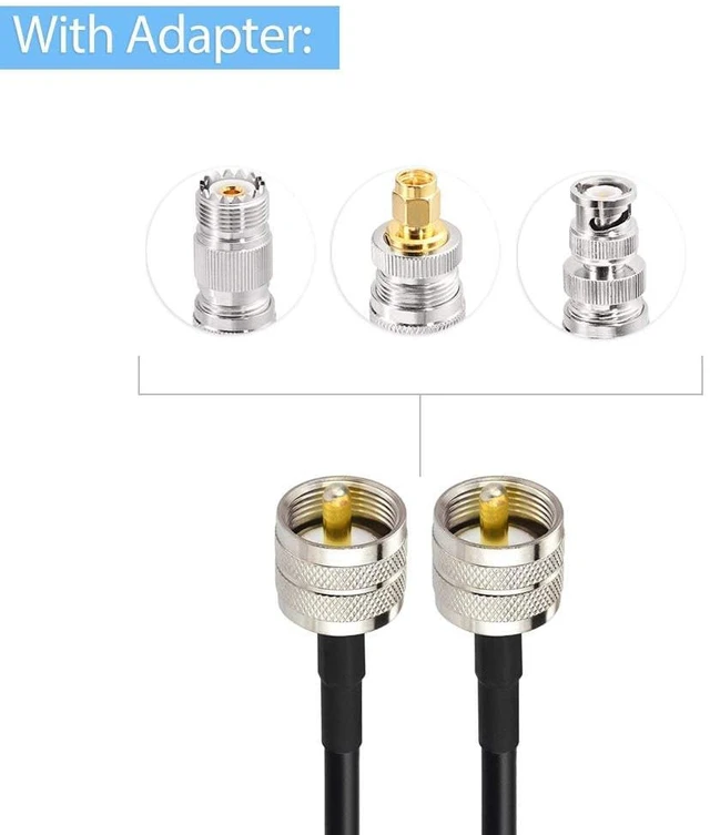 Alt view image 4 of 7 - PL259 to PL259 RG58 Coax Cable 20inch +3pcs SMA/BNC/SO239 Adapter UHF PL-259 Cable Jumper Kit for CB Ham Radio SWR Meter, Amateur, Two-Way Radio Applications