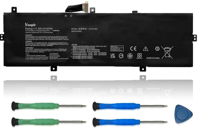 Main image of C31N1620 Laptop Battery Replacement for Asus Zenbook U4100U U4100UQ UX430U UX430UQ UX430UQ-GV015T Series 0B200-02370000 C31PoJH 31CP5/70/81 11.55V 50Wh 4335mAh