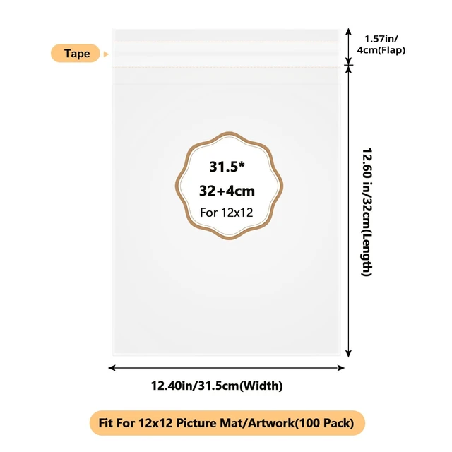 Alt view image 3 of 7 - 100 PCS Acid-Free Crystal Clear Plastic Bags for 12x16 Art Prints/Photos/Framing Mat Mattes/Pictures,12 2/5 X 16 8/11 OPP Sleeves Storage Bags (Bag Size: 12 2/5 X 16 8/11)