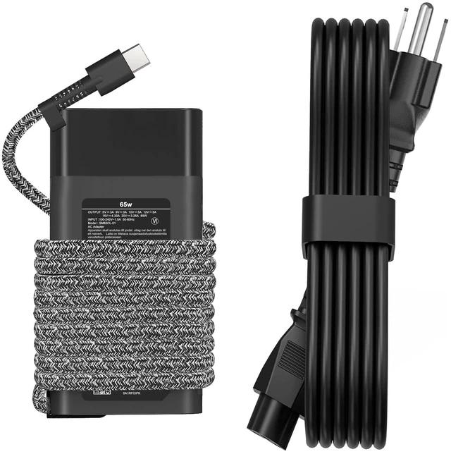 Main image of Slim 65W USB C Laptop Charger Compatible with HP Chromebook X360, Envy, Elitebook, Spectre X360, Elitebook/Chromebook/Elite x2/Envy/ProBook Travel Type C Power Cord Supply