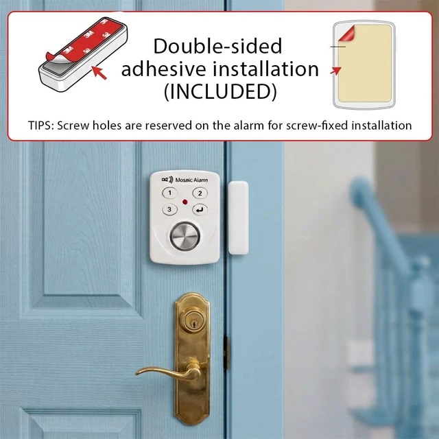 Alt view image 3 of 7 - 3 Pack Keypad Door Alarm with Delay When Left Open -130db. Cordless Window Siren Intruder Burglar Entry Alert Home Apartment Security. Door Chime Sensor When Opens Kids Safety Pool Alarm