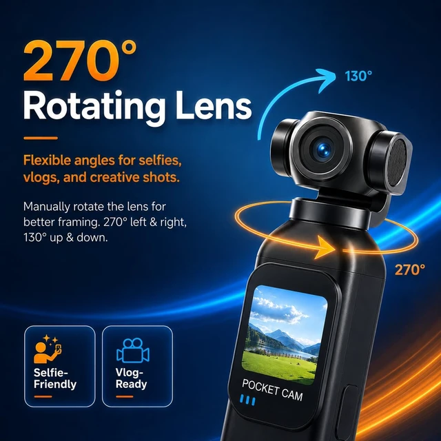Alt view image 3 of 7 - Pocket Camera for Vlogging, 1080P, Touchscreen, 32GB Card