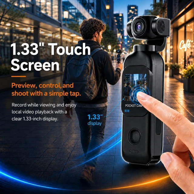Alt view image 7 of 7 - Pocket Camera for Vlogging, 1080P, Touchscreen, 32GB Card
