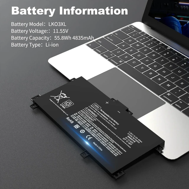 Alt view image 2 of 7 - LK03XL Laptop Battery Compatible with Hp Envy X360 L09281-855 916814-855 916368-421 15M-CN0XXX 15M-CN0012DX 15M-CN0011DX 15M-BP112DX 15M-CP0XXX 15-CN0XXX 17M-AE0XX 17M-AE111DX 17-AE1XX